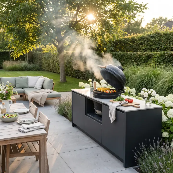 Buitenkeuken in een tuin